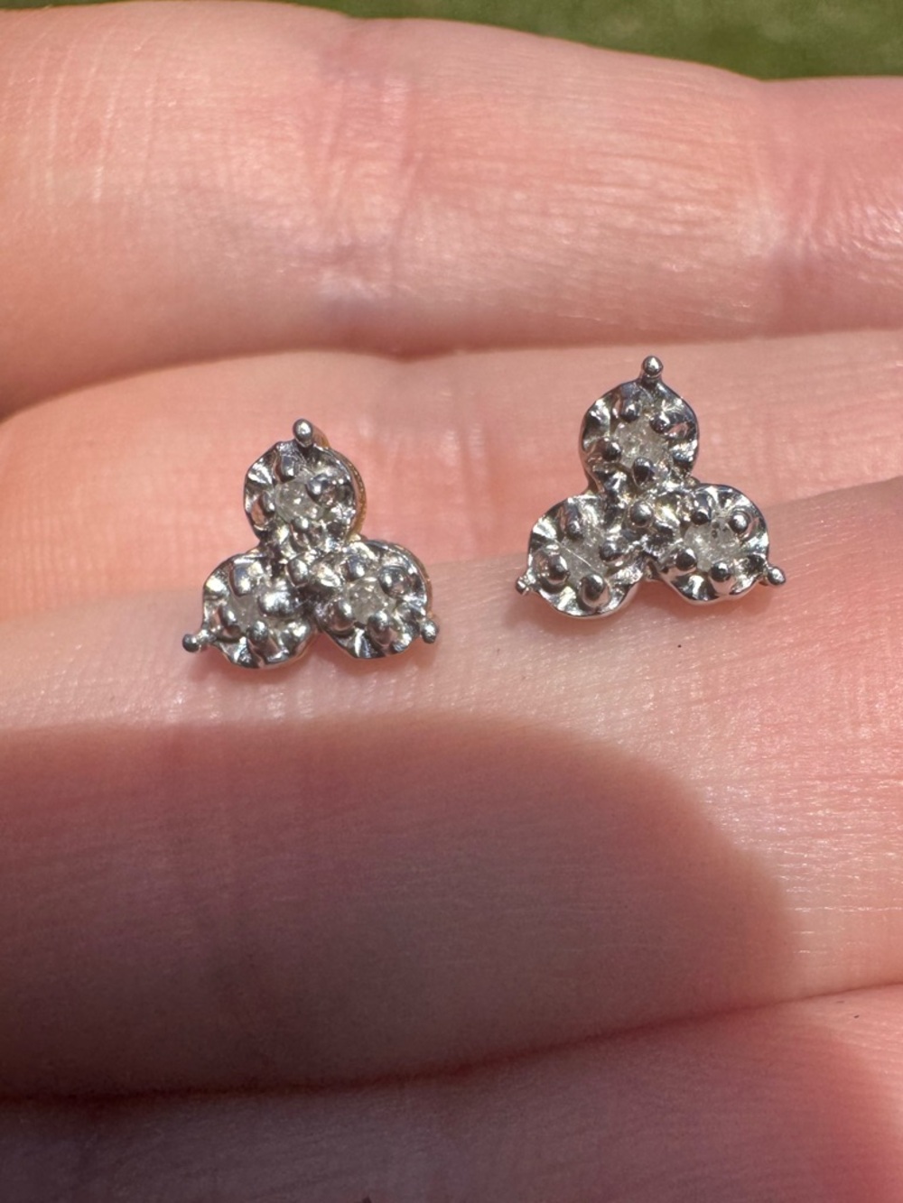 Solid 10k gold genuine diamond earrings